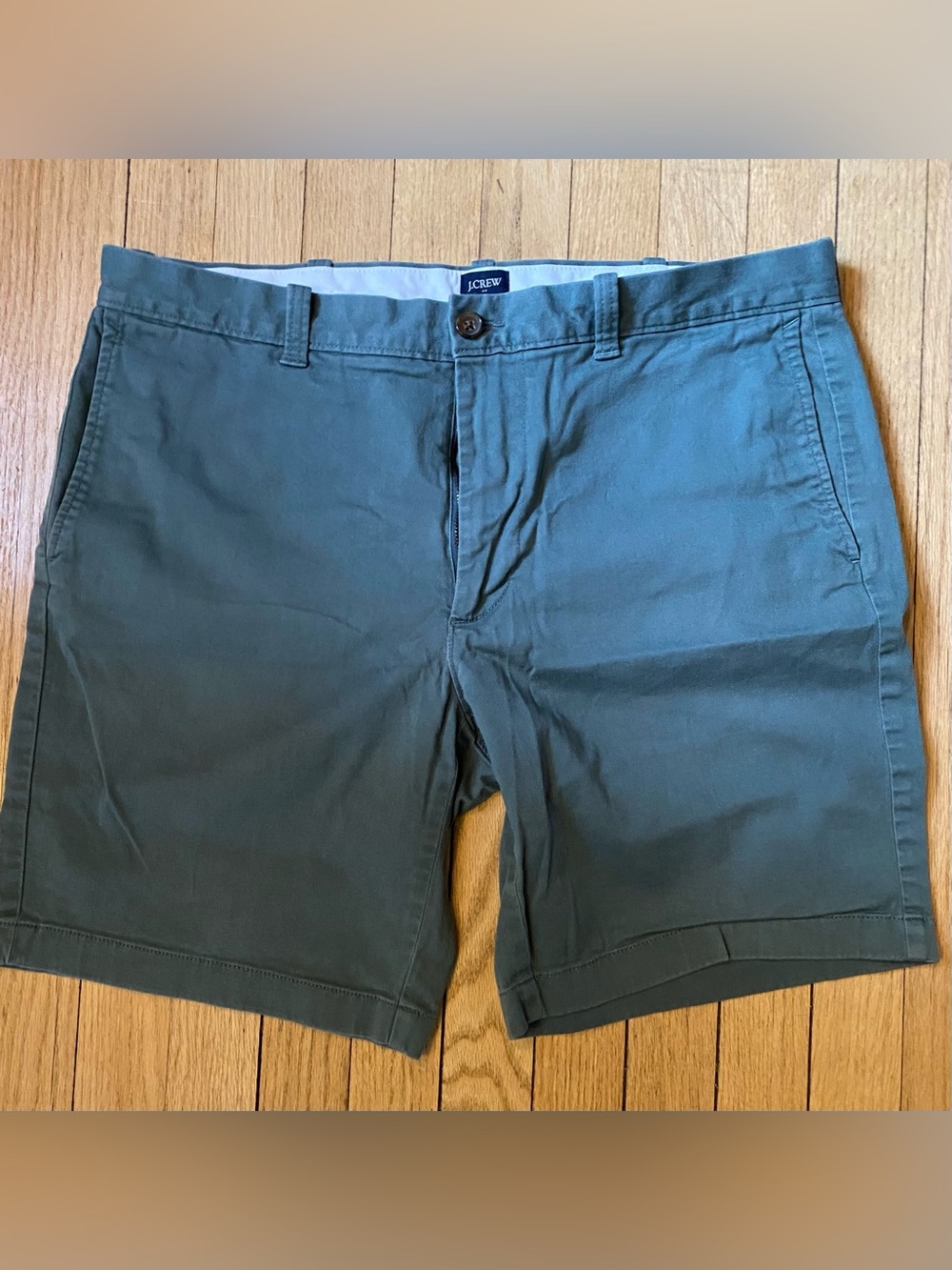 J. Crew Shorts Mens 36 Green Flat Front Chino Cotton Resort Summer Preppy 9”
